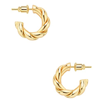 Wowshow Chunky Gold Hoop Earrings - 14K Hypoallergenic Gold Hoops