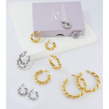 Wowshow Chunky Gold Hoop Earrings - 14K Hypoallergenic Gold Hoops