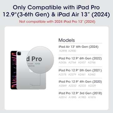 PITAKA iPad Pro 12.9 Case, Compatible with iPad Air 13 Inch (M2) & iPad Pro 12.9 (3-6th Gen) 2022/20...