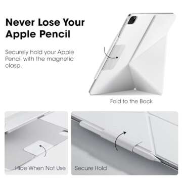 PITAKA iPad Pro 12.9 Case, Compatible with iPad Air 13 Inch (M2) & iPad Pro 12.9 (3-6th Gen) 2022/2021/2020/2018, Lightweight Portrait/Landscape Magnetic Case with 4 Standing Angles - White