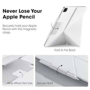 PITAKA iPad Pro 12.9 Case, Compatible with iPad Air 13 Inch (M2) & iPad Pro 12.9 (3-6th Gen) 2022/2021/2020/2018, Lightweight Portrait/Landscape Magnetic Case with 4 Standing Angles - White
