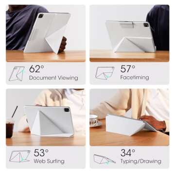 PITAKA iPad Pro 12.9 Case, Compatible with iPad Air 13 Inch (M2) & iPad Pro 12.9 (3-6th Gen) 2022/2021/2020/2018, Lightweight Portrait/Landscape Magnetic Case with 4 Standing Angles - White