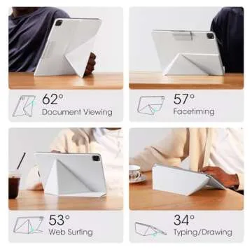 PITAKA iPad Pro 12.9 Case, Compatible with iPad Air 13 Inch (M2) & iPad Pro 12.9 (3-6th Gen) 2022/2021/2020/2018, Lightweight Portrait/Landscape Magnetic Case with 4 Standing Angles - White