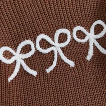 Pivanzore Baby Girl Boy Toddler Knit Sweater Cute Round Neck Long Sleeve Pullover Unisex Oversized Sweatshirt Warm Kids Tops (Brown, 5-6 Years)