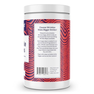 Petpost Dog Wrinkle Wipes - XL Coconut Oil Solution - 60 ct