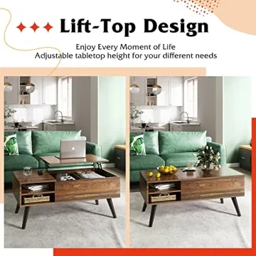 WLIVE Lift Top Coffee Table with Hidden Compartment