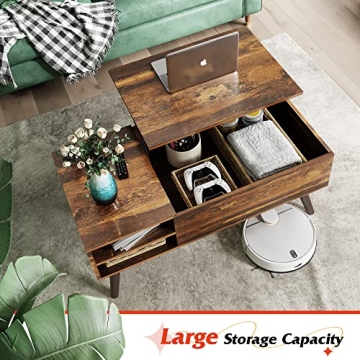 WLIVE Lift Top Coffee Table with Hidden Compartment