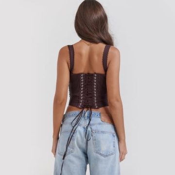 Stylish YADMISU Lace Up Cami Corset Top for Women