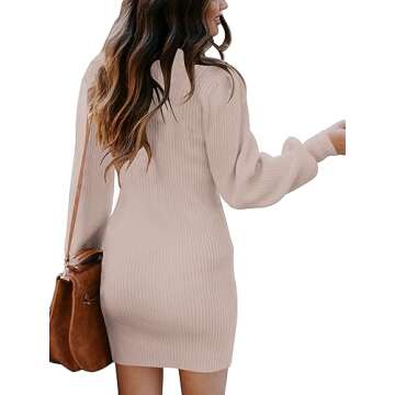 ANRABESS Bodycon Long Sleeve Turtleneck Mini Dress