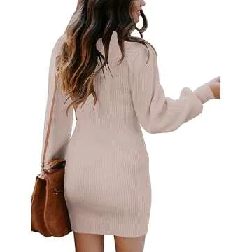ANRABESS Bodycon Long Sleeve Turtleneck Mini Dress
