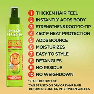 Garnier Fructis Grow Strong Thickening 10-in-1 Spray, Biotin-C, 8.1 Fl Oz, 1 Count (Packaging May Vary)