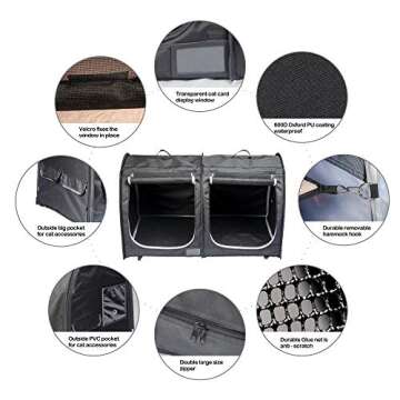 Mispace Portable Twin Compartment Cat Condo for Travel