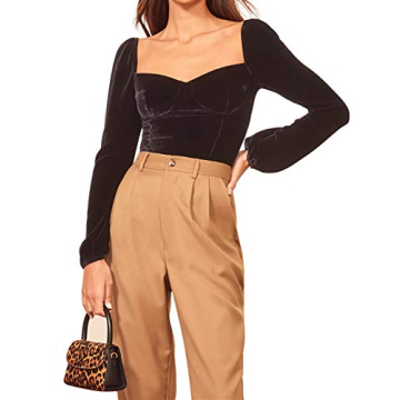 Trendy Velvet Square Neck Crop Top for Women