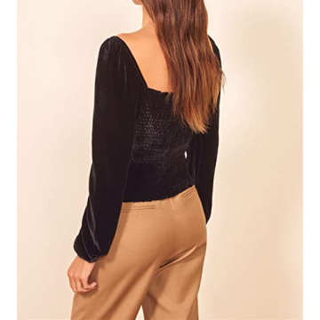 Trendy Velvet Square Neck Crop Top for Women