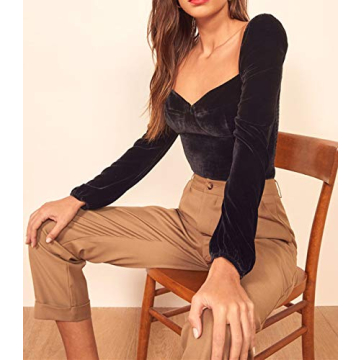 Trendy Velvet Square Neck Crop Top for Women