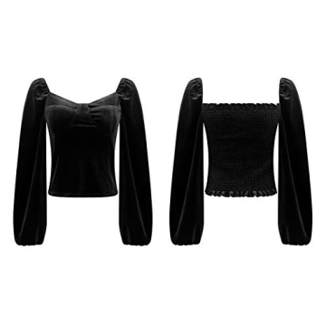 Trendy Velvet Square Neck Crop Top for Women