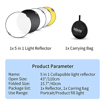 Selens 43 Inch Photography Reflector for Enhanced Lighting