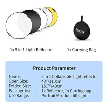 Selens 43 Inch Photography Reflector for Enhanced Lighting
