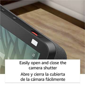 Echo Show 8 (2nd Gen, 2021 release) | International Version with US Power Adaptor | HD smart display with Alexa and 13 MP camera | Charcoal
