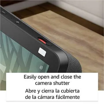 Echo Show 8 (2nd Gen, 2021 release) | International Version with US Power Adaptor | HD smart display with Alexa and 13 MP camera | Charcoal
