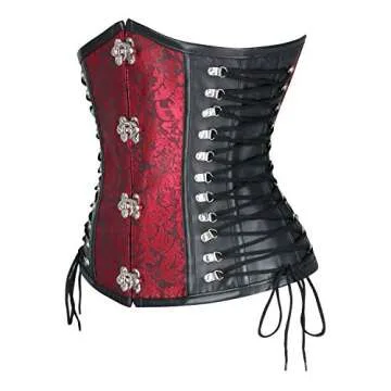 Kimring Women's Steampunk Gothic PU Leather Steel Boned Underbust Corset for Stylish Wear