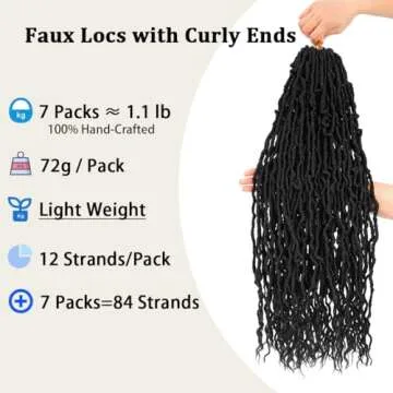 Faux Locs Crochet Hair (26 Inch) XCRUIQO Soft Locs with Curly Ends Goddess Locs Synthetic Boho Croch...