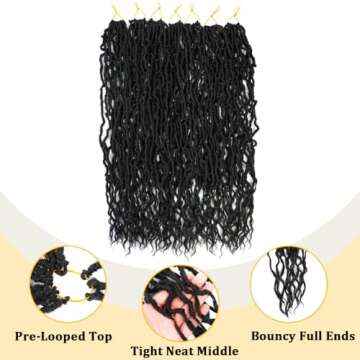 Faux Locs Crochet Hair (26 Inch) XCRUIQO Soft Locs with Curly Ends Goddess Locs Synthetic Boho Crochet Faux Locs for Women Pre Looped (7 Packs, 1B#)