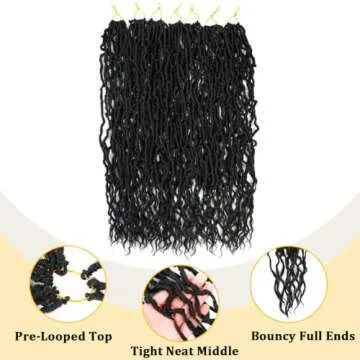 Faux Locs Crochet Hair (26 Inch) XCRUIQO Soft Locs with Curly Ends Goddess Locs Synthetic Boho Crochet Faux Locs for Women Pre Looped (7 Packs, 1B#)