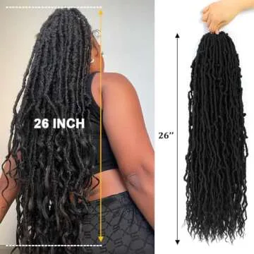 Faux Locs Crochet Hair (26 Inch) XCRUIQO Soft Locs with Curly Ends Goddess Locs Synthetic Boho Crochet Faux Locs for Women Pre Looped (7 Packs, 1B#)
