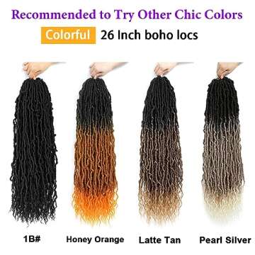 Faux Locs Crochet Hair (26 Inch) XCRUIQO Soft Locs with Curly Ends Goddess Locs Synthetic Boho Crochet Faux Locs for Women Pre Looped (7 Packs, 1B#)