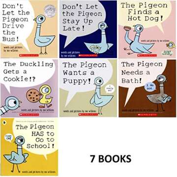 Pigeon Series 7 Book Set : Don't Let the Pigeon Drive the Bus / Stay up Late. Pigeon Finds a Hot Dog ....and 4 More Titles