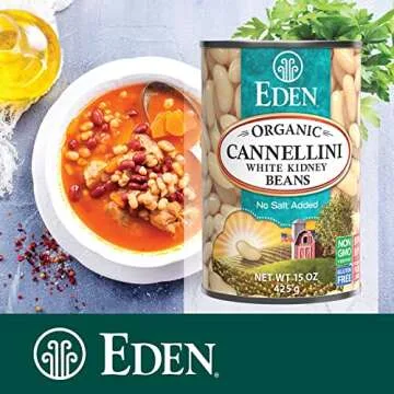 Eden Organic Cannellini Beans, 15 oz Can (6-Pack), No Salt Added, Non-GMO, Gluten Free, Vegan, Kosher, U.S. Grown, Heat and Serve, Macrobiotic, White Kidney Beans, Italian White Beans, Fagioli, Italian Kidney Bean