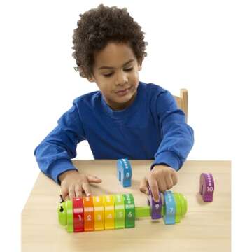 Melissa & Doug Counting Caterpillar - Classic Wooden Toy With 10 Colorful Numbered Segments