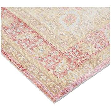 Momeni Rugs Isabella Traditional Medallion Flat Weave Area Rug, 5'3" X 7'3", Pink