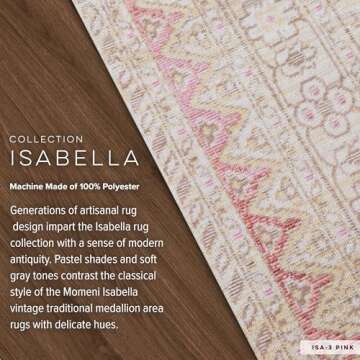 Momeni Rugs Isabella Traditional Medallion Flat Weave Area Rug, 5'3" X 7'3", Pink