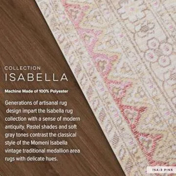Momeni Rugs Isabella Traditional Medallion Flat Weave Area Rug, 5'3" X 7'3", Pink