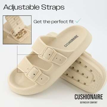 CUSHIONAIRE Women's Fame recovery cloud slide sandals with +Comfort, Khaki 5