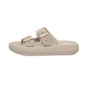 CUSHIONAIRE Women's Recovery Cloud Slide Sandals in Khaki