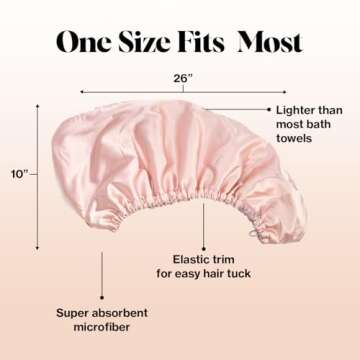 Kitsch Satin Microfiber Hair Towel Wrap for Women - Valentines Gift for Her, Super Absorbent, Quick Dry, Anti-Frizz - for Long and Short Hairs, Turbans for Women, Wet and Curly Hair Wrap - Blush