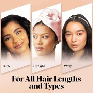 Kitsch Satin Microfiber Hair Towel Wrap for Women - Valentines Gift for Her, Super Absorbent, Quick Dry, Anti-Frizz - for Long and Short Hairs, Turbans for Women, Wet and Curly Hair Wrap - Blush