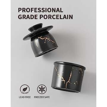 XELA Ceramic Butter Crock, French Butter Dish for Counter - Black Golden