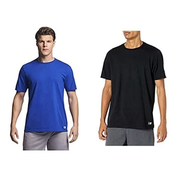 Russell Athletic Men's Cotton Performance T-Shirts, 2 Pack - Black/Royal, Small
