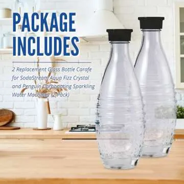 2 Glass Bottles for (NOT INTERCHANGEABLE WITH PLASTIC) SodaStream Aqua Fizz, Crystal and Penguin Carbonating Sparkling Water Machines
