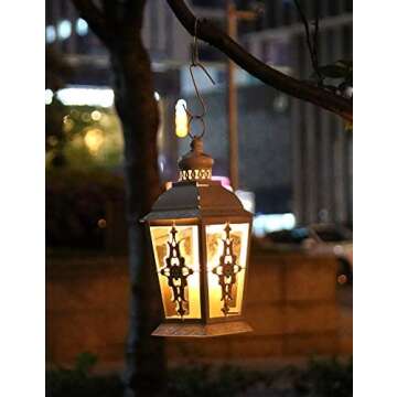 JHY DESIGN Decorative Candle Lantern -13'' High Metal Candle Holder Or Vintage Style Hanging Lantern for Indoor Outdoor Events Parities Weddings(White with Gold Brush)