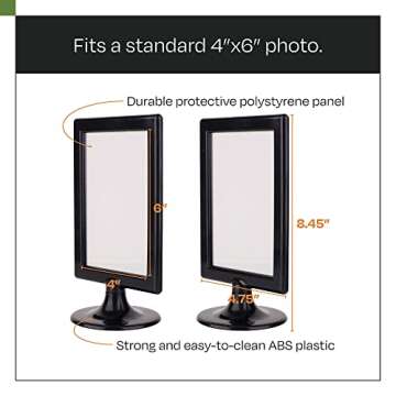 ALBEN Double Sided Standing Picture Frames - (Black, 10 count) 4x6 Inch Pedestal Photo Frame with Inserts and Base - 2 Sided Frame for Vertical Display
