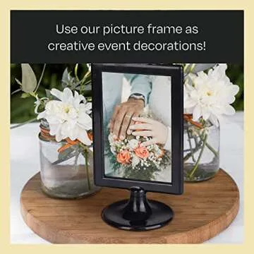 ALBEN Double Sided Standing Picture Frames - (Black, 10 count) 4x6 Inch Pedestal Photo Frame with Inserts and Base - 2 Sided Frame for Vertical Display