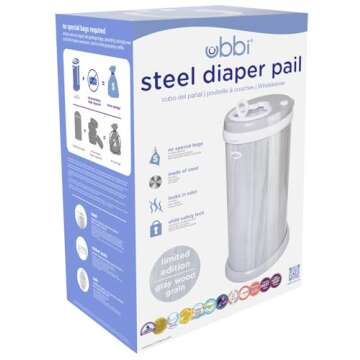 Ubbi Steel Diaper Pail, Odor Locking, No Special Bag Required, Award-Winning, Registry Must-Have, Woodgrain