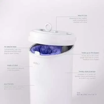 Ubbi Steel Diaper Pail, Odor Locking, No Special Bag Required, Award-Winning, Registry Must-Have, Woodgrain