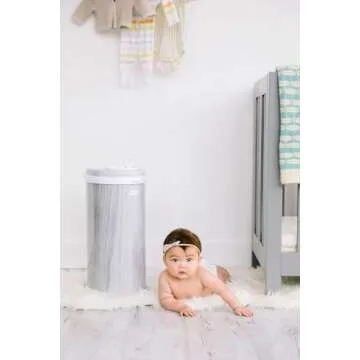 Ubbi Steel Diaper Pail, Odor Locking, No Special Bag Required, Award-Winning, Registry Must-Have, Woodgrain