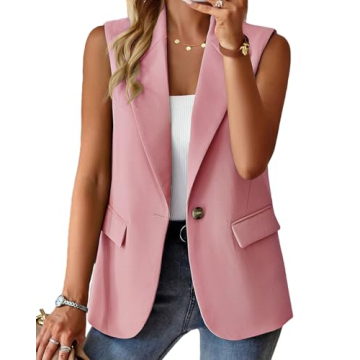 Stylish Sleeveless Blazers Jacket for Women - Light Pink 2024